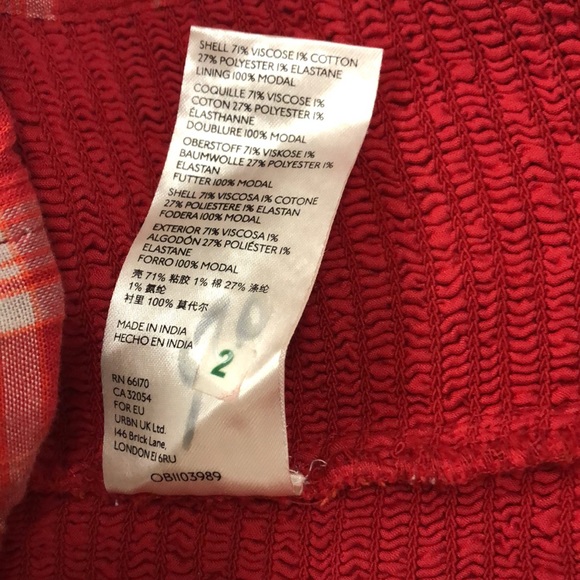 Free People L Top Red Plaid Ruffle Bustier Smocking Very Stretchy Excellent - Picture 10 of 10